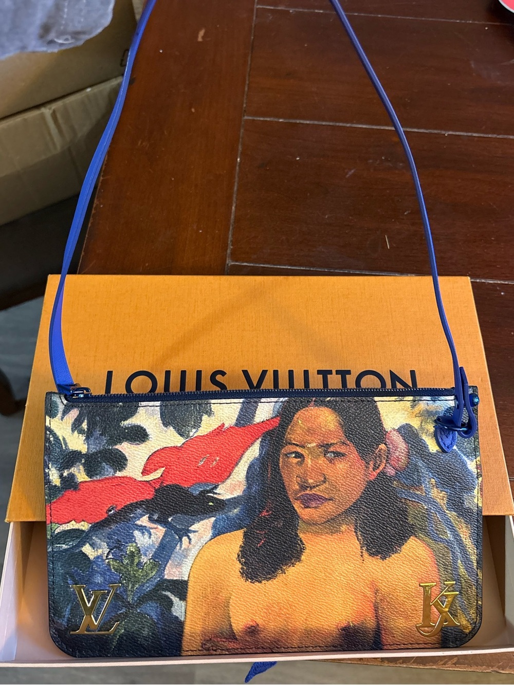 Louis Vuitton x Jeff Koons Masters Collection Gaugin pochette with blue chrome